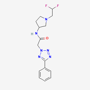 molecular formula C15H18F2N6O B7242893 N-[1-(2,2-difluoroethyl)pyrrolidin-3-yl]-2-(5-phenyltetrazol-2-yl)acetamide 