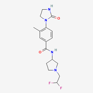 molecular formula C17H22F2N4O2 B7242906 N-[1-(2,2-difluoroethyl)pyrrolidin-3-yl]-3-methyl-4-(2-oxoimidazolidin-1-yl)benzamide 