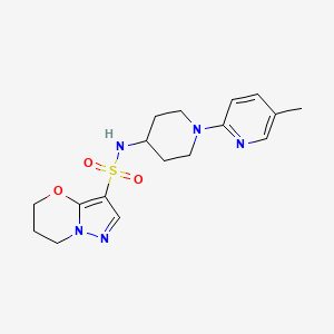 molecular formula C17H23N5O3S B7242918 N-[1-(5-methylpyridin-2-yl)piperidin-4-yl]-6,7-dihydro-5H-pyrazolo[5,1-b][1,3]oxazine-3-sulfonamide 