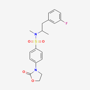molecular formula C19H21FN2O4S B7243016 N-[1-(3-fluorophenyl)propan-2-yl]-N-methyl-4-(2-oxo-1,3-oxazolidin-3-yl)benzenesulfonamide 