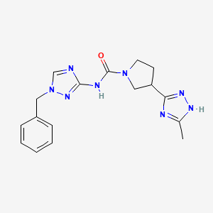 molecular formula C17H20N8O B7243100 N-(1-benzyl-1,2,4-triazol-3-yl)-3-(5-methyl-1H-1,2,4-triazol-3-yl)pyrrolidine-1-carboxamide 