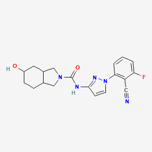 molecular formula C19H20FN5O2 B7243130 N-[1-(2-cyano-3-fluorophenyl)pyrazol-3-yl]-5-hydroxy-1,3,3a,4,5,6,7,7a-octahydroisoindole-2-carboxamide 