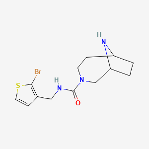 molecular formula C13H18BrN3OS B7243215 N-[(2-bromothiophen-3-yl)methyl]-3,9-diazabicyclo[4.2.1]nonane-3-carboxamide 