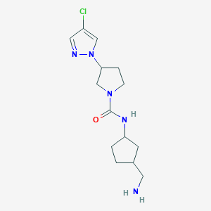 molecular formula C14H22ClN5O B7243246 N-[3-(aminomethyl)cyclopentyl]-3-(4-chloropyrazol-1-yl)pyrrolidine-1-carboxamide 