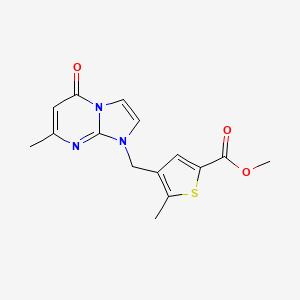 molecular formula C15H15N3O3S B7243347 Methyl 5-methyl-4-[(7-methyl-5-oxoimidazo[1,2-a]pyrimidin-1-yl)methyl]thiophene-2-carboxylate 