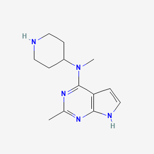 molecular formula C13H19N5 B7243402 N,2-dimethyl-N-piperidin-4-yl-7H-pyrrolo[2,3-d]pyrimidin-4-amine 