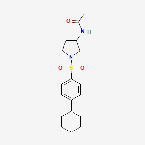 molecular formula C18H26N2O3S B7243666 N-[1-(4-cyclohexylphenyl)sulfonylpyrrolidin-3-yl]acetamide 