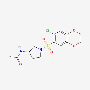 molecular formula C14H17ClN2O5S B7243677 N-[1-[(6-chloro-2,3-dihydro-1,4-benzodioxin-7-yl)sulfonyl]pyrrolidin-3-yl]acetamide 