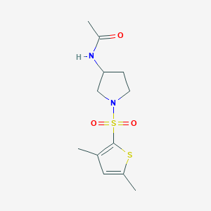 molecular formula C12H18N2O3S2 B7243680 N-[1-(3,5-dimethylthiophen-2-yl)sulfonylpyrrolidin-3-yl]acetamide 