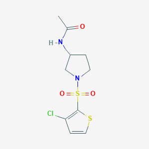 molecular formula C10H13ClN2O3S2 B7243689 N-[1-(3-chlorothiophen-2-yl)sulfonylpyrrolidin-3-yl]acetamide 