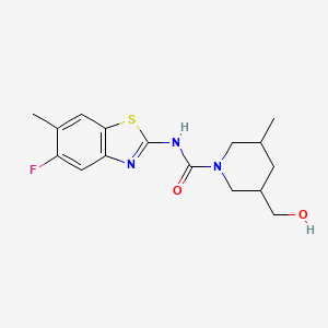 molecular formula C16H20FN3O2S B7243815 N-(5-fluoro-6-methyl-1,3-benzothiazol-2-yl)-3-(hydroxymethyl)-5-methylpiperidine-1-carboxamide 