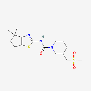 molecular formula C16H25N3O3S2 B7243850 N-(4,4-dimethyl-5,6-dihydrocyclopenta[d][1,3]thiazol-2-yl)-3-(methylsulfonylmethyl)piperidine-1-carboxamide 