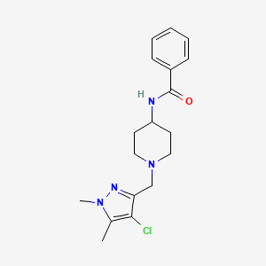molecular formula C18H23ClN4O B7243886 N-[1-[(4-chloro-1,5-dimethylpyrazol-3-yl)methyl]piperidin-4-yl]benzamide 