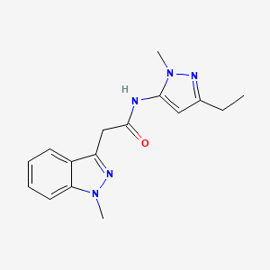 molecular formula C16H19N5O B7243930 N-(5-ethyl-2-methylpyrazol-3-yl)-2-(1-methylindazol-3-yl)acetamide 