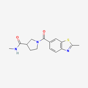 molecular formula C15H17N3O2S B7243965 N-methyl-1-(2-methyl-1,3-benzothiazole-6-carbonyl)pyrrolidine-3-carboxamide 