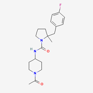 molecular formula C20H28FN3O2 B7244052 N-(1-acetylpiperidin-4-yl)-2-[(4-fluorophenyl)methyl]-2-methylpyrrolidine-1-carboxamide 