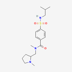 molecular formula C18H29N3O3S B7244088 N-methyl-4-(2-methylpropylsulfamoyl)-N-[(1-methylpyrrolidin-2-yl)methyl]benzamide 