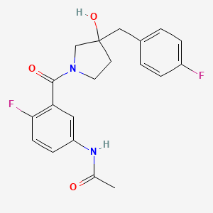 molecular formula C20H20F2N2O3 B7244099 N-[4-fluoro-3-[3-[(4-fluorophenyl)methyl]-3-hydroxypyrrolidine-1-carbonyl]phenyl]acetamide 