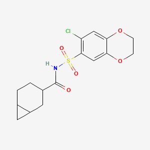 molecular formula C16H18ClNO5S B7244138 N-[(6-chloro-2,3-dihydro-1,4-benzodioxin-7-yl)sulfonyl]bicyclo[4.1.0]heptane-3-carboxamide 