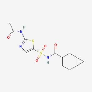 molecular formula C13H17N3O4S2 B7244157 N-[(2-acetamido-1,3-thiazol-5-yl)sulfonyl]bicyclo[4.1.0]heptane-3-carboxamide 