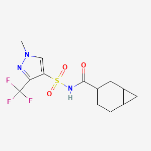molecular formula C13H16F3N3O3S B7244179 N-[1-methyl-3-(trifluoromethyl)pyrazol-4-yl]sulfonylbicyclo[4.1.0]heptane-3-carboxamide 