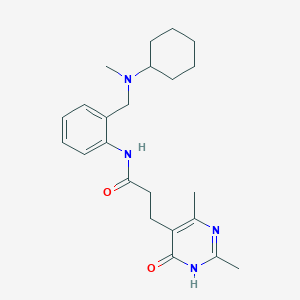 molecular formula C23H32N4O2 B7244181 N-[2-[[cyclohexyl(methyl)amino]methyl]phenyl]-3-(2,4-dimethyl-6-oxo-1H-pyrimidin-5-yl)propanamide 