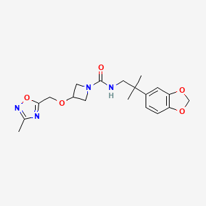 molecular formula C19H24N4O5 B7244512 N-[2-(1,3-benzodioxol-5-yl)-2-methylpropyl]-3-[(3-methyl-1,2,4-oxadiazol-5-yl)methoxy]azetidine-1-carboxamide 