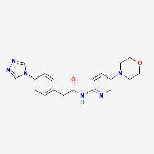 molecular formula C19H20N6O2 B7244548 N-(5-morpholin-4-ylpyridin-2-yl)-2-[4-(1,2,4-triazol-4-yl)phenyl]acetamide 