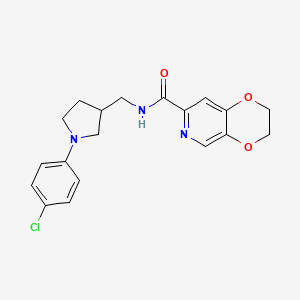 molecular formula C19H20ClN3O3 B7244572 N-[[1-(4-chlorophenyl)pyrrolidin-3-yl]methyl]-2,3-dihydro-[1,4]dioxino[2,3-c]pyridine-7-carboxamide 