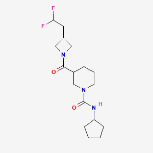 molecular formula C17H27F2N3O2 B7244798 N-cyclopentyl-3-[3-(2,2-difluoroethyl)azetidine-1-carbonyl]piperidine-1-carboxamide 