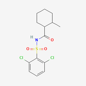 molecular formula C14H17Cl2NO3S B7244876 N-(2,6-dichlorophenyl)sulfonyl-2-methylcyclohexane-1-carboxamide 