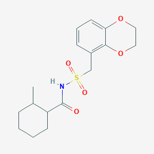 molecular formula C17H23NO5S B7244999 N-(2,3-dihydro-1,4-benzodioxin-5-ylmethylsulfonyl)-2-methylcyclohexane-1-carboxamide 