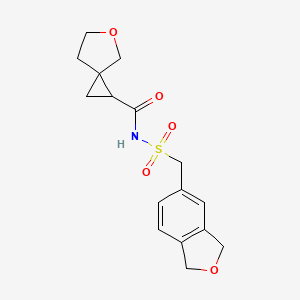 molecular formula C16H19NO5S B7245017 N-(1,3-dihydro-2-benzofuran-5-ylmethylsulfonyl)-5-oxaspiro[2.4]heptane-2-carboxamide 