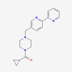 molecular formula C19H22N4O B7245075 Cyclopropyl-[4-[(6-pyridin-2-ylpyridin-3-yl)methyl]piperazin-1-yl]methanone 
