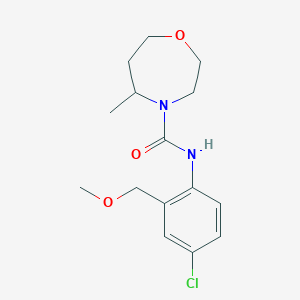 molecular formula C15H21ClN2O3 B7245164 N-[4-chloro-2-(methoxymethyl)phenyl]-5-methyl-1,4-oxazepane-4-carboxamide 