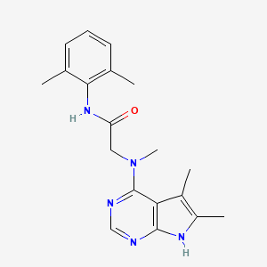 molecular formula C19H23N5O B7245201 N-(2,6-dimethylphenyl)-2-[(5,6-dimethyl-7H-pyrrolo[2,3-d]pyrimidin-4-yl)-methylamino]acetamide 
