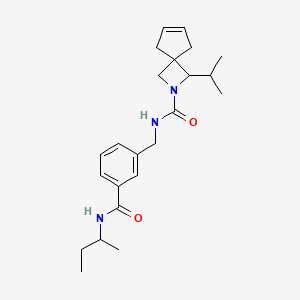 molecular formula C23H33N3O2 B7245221 N-[[3-(butan-2-ylcarbamoyl)phenyl]methyl]-3-propan-2-yl-2-azaspiro[3.4]oct-6-ene-2-carboxamide 