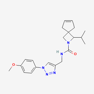 molecular formula C21H27N5O2 B7245243 N-[[1-(4-methoxyphenyl)triazol-4-yl]methyl]-3-propan-2-yl-2-azaspiro[3.4]oct-6-ene-2-carboxamide 