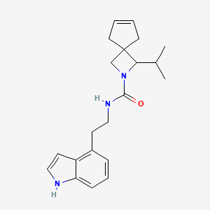 molecular formula C21H27N3O B7245278 N-[2-(1H-indol-4-yl)ethyl]-3-propan-2-yl-2-azaspiro[3.4]oct-6-ene-2-carboxamide 