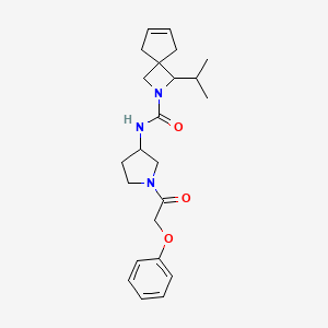 molecular formula C23H31N3O3 B7245288 N-[1-(2-phenoxyacetyl)pyrrolidin-3-yl]-3-propan-2-yl-2-azaspiro[3.4]oct-6-ene-2-carboxamide 