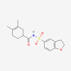 molecular formula C17H21NO4S B7246048 N-(2,3-dihydro-1-benzofuran-5-ylsulfonyl)-3,4-dimethylcyclohex-3-ene-1-carboxamide 