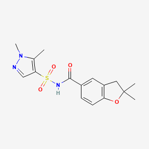 molecular formula C16H19N3O4S B7246073 N-(1,5-dimethylpyrazol-4-yl)sulfonyl-2,2-dimethyl-3H-1-benzofuran-5-carboxamide 