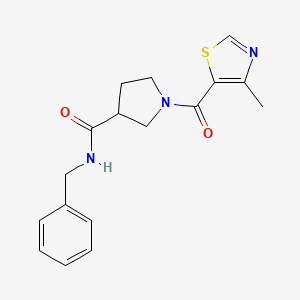 molecular formula C17H19N3O2S B7246465 N-benzyl-1-(4-methyl-1,3-thiazole-5-carbonyl)pyrrolidine-3-carboxamide 
