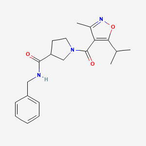 molecular formula C20H25N3O3 B7246473 N-benzyl-1-(3-methyl-5-propan-2-yl-1,2-oxazole-4-carbonyl)pyrrolidine-3-carboxamide 