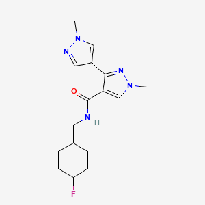 molecular formula C16H22FN5O B7246506 N-[(4-fluorocyclohexyl)methyl]-1-methyl-3-(1-methylpyrazol-4-yl)pyrazole-4-carboxamide 