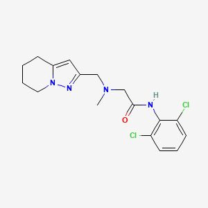 molecular formula C17H20Cl2N4O B7247121 N-(2,6-dichlorophenyl)-2-[methyl(4,5,6,7-tetrahydropyrazolo[1,5-a]pyridin-2-ylmethyl)amino]acetamide 