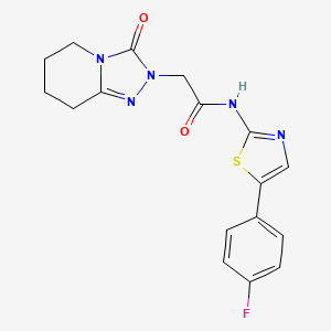 molecular formula C17H16FN5O2S B7247242 N-[5-(4-fluorophenyl)-1,3-thiazol-2-yl]-2-(3-oxo-5,6,7,8-tetrahydro-[1,2,4]triazolo[4,3-a]pyridin-2-yl)acetamide 