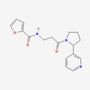 molecular formula C17H19N3O3 B7247247 N-[3-oxo-3-(2-pyridin-3-ylpyrrolidin-1-yl)propyl]furan-2-carboxamide 