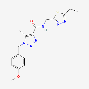molecular formula C17H20N6O2S B7247264 N-[(5-ethyl-1,3,4-thiadiazol-2-yl)methyl]-1-[(4-methoxyphenyl)methyl]-5-methyltriazole-4-carboxamide 