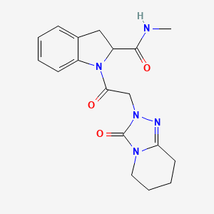 molecular formula C18H21N5O3 B7247297 N-methyl-1-[2-(3-oxo-5,6,7,8-tetrahydro-[1,2,4]triazolo[4,3-a]pyridin-2-yl)acetyl]-2,3-dihydroindole-2-carboxamide 
